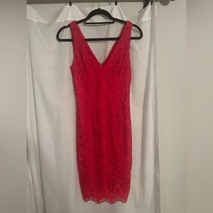 BNWT sz 0 Maeve red lace cocktail dress (Anthropologie)